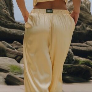 Daily drills wide leg yellow silk pants